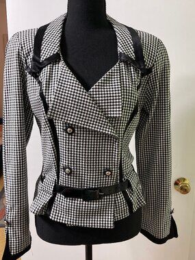Capacity Unlimited Houndstooth Double-Breasted Blazer with Belt
